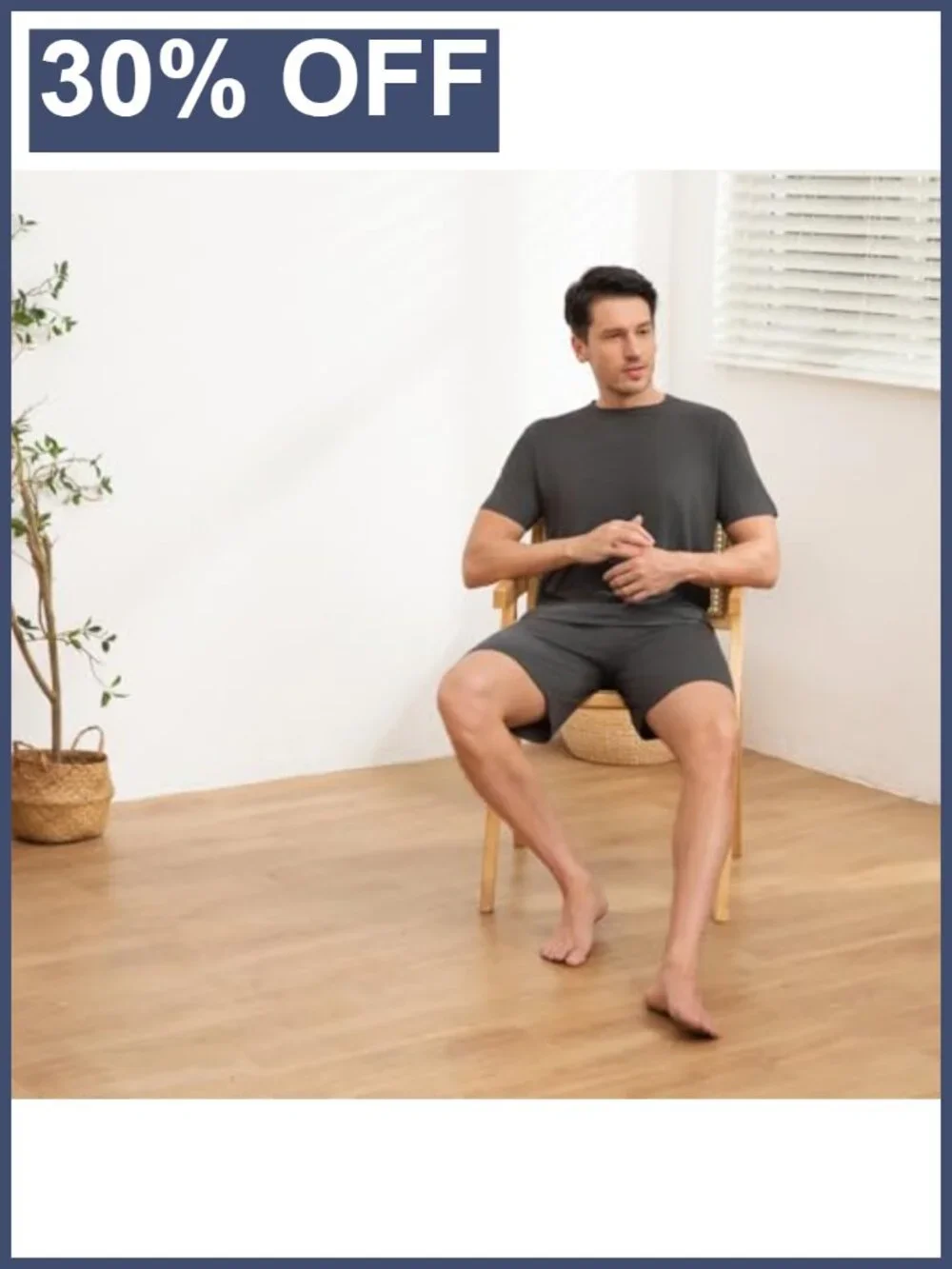 Men's Pajama Set Shorts - Rayon Spandex Summer Sleepwear